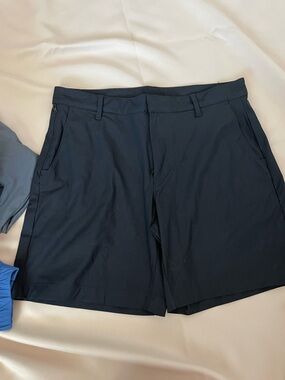 Fabletics Men's Navy Flat-Front Performance Shorts